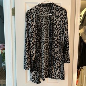 Black and white leopard print button down